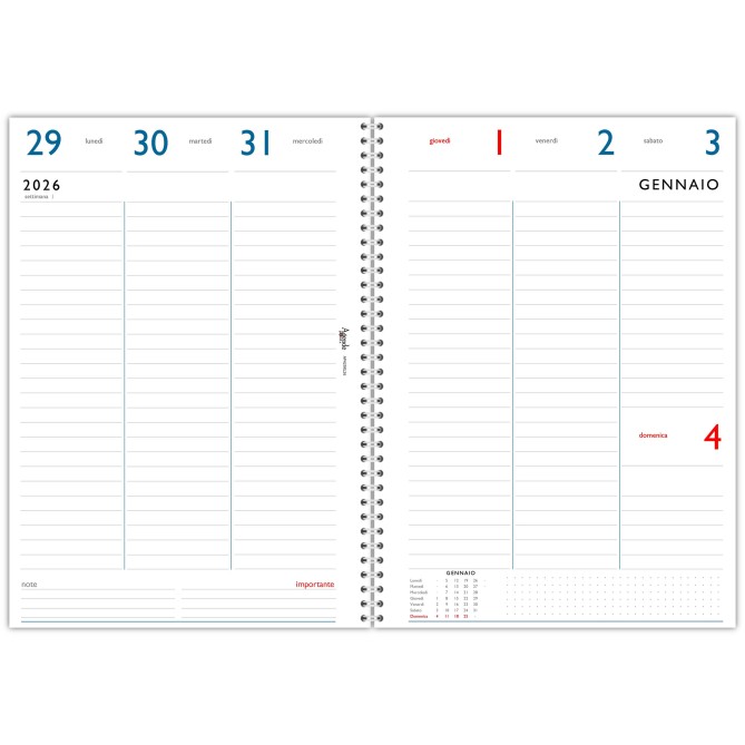 Agenda settimanale 2026 LIFE spiralata plastificata 21x30cm A4 3