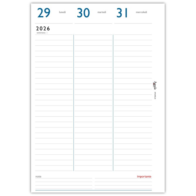 Agenda settimanale 2026 LIFE spiralata plastificata 21x30cm A4 5