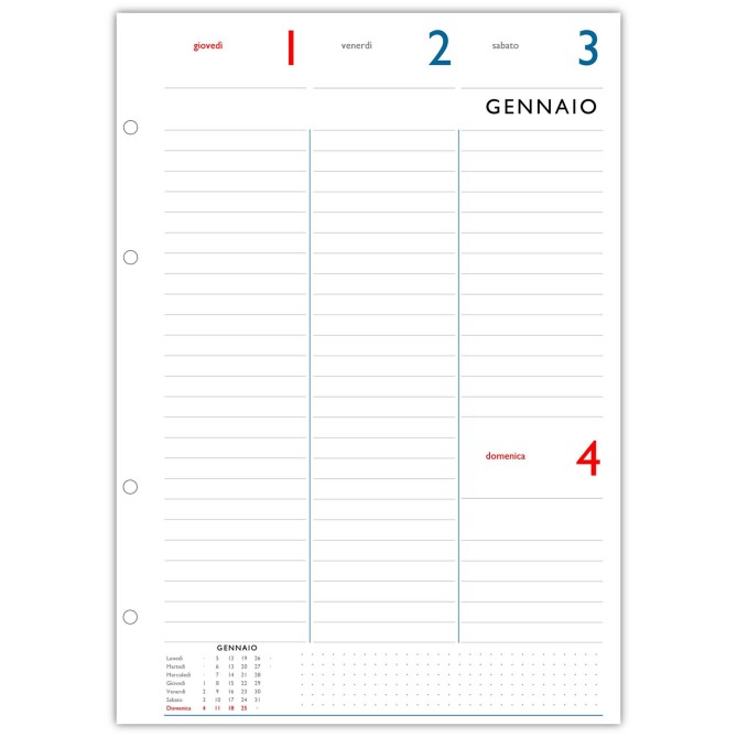 Ricambio Agenda Settimanale 2026 A4, Formato 21x30 cm, 4 Fori, Carta FSC 90gr, Layout Verticale Minimalista, Turchese e Grigio 5