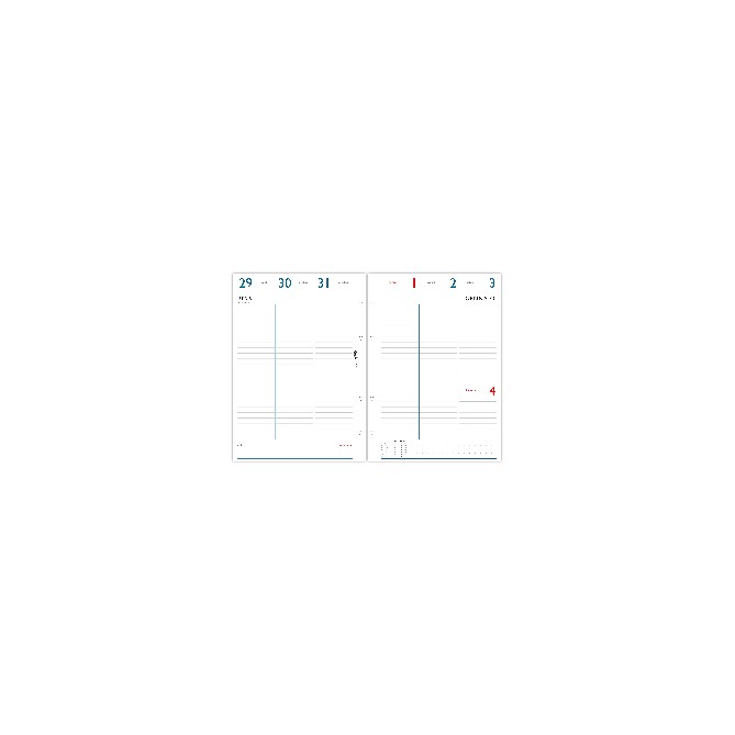 Ricambio Agenda Settimanale 2026 A4, Formato 21x30 cm, 4 Fori, Carta FSC 90gr, Layout Verticale Minimalista, Turchese e Grigio 6