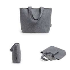 Set Borsa In Feltro Riciclato con Beauty e Borsellino - Orizzonte GRIGIO 1 2