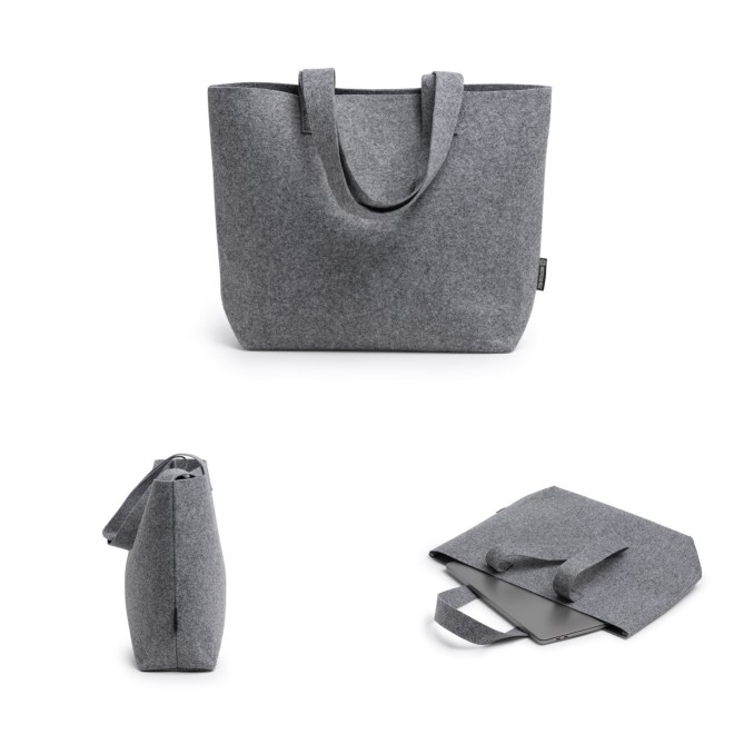 Set Borsa In Feltro Riciclato con Beauty e Borsellino - Orizzonte GRIGIO 4
