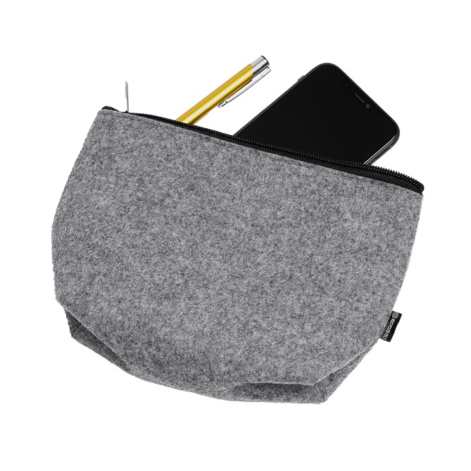 Set Borsa In Feltro Riciclato con Beauty e Borsellino - Orizzonte GRIGIO 10