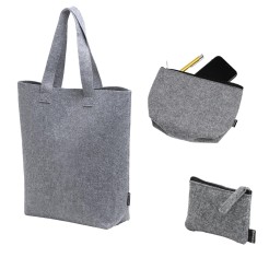 Set Borsa In Feltro Riciclato con Beauty e Borsellino - GRIGIO 8