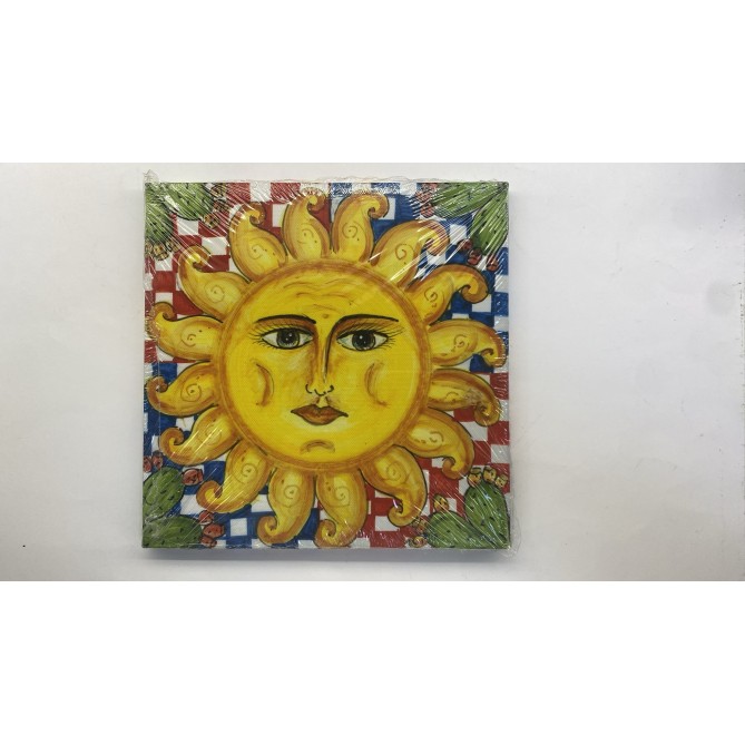 Quadro In Tela Sole - Sicilia Bedda 20x20cm Cornice In Legno 3