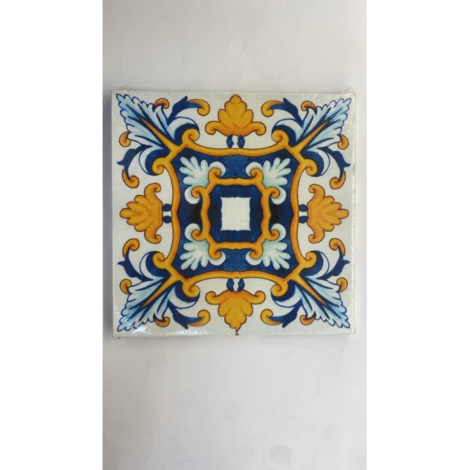 Quadro In Tela Sicilia Bedda - Maiolica 20x20cm Cornice In Legno 3