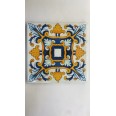 Quadro In Tela Sicilia Bedda - Maiolica 20x20cm Cornice In Legno 3
