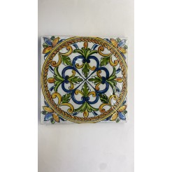 Quadro In Tela Sicilia Bedda - Maiolica blu e giallo 20x20cm Cornice In Legno 3