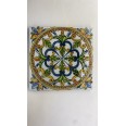 Quadro In Tela Sicilia Bedda - Maiolica blu e giallo 20x20cm Cornice In Legno 3