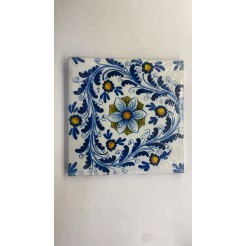 Quadro In Tela Sicilia Bedda - Mini Maioliche 20x20cm Cornice In Legno 3