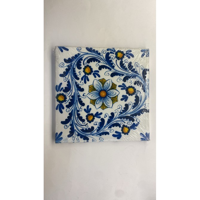 Quadro In Tela Sicilia Bedda - Mini Maioliche 20x20cm Cornice In Legno 3