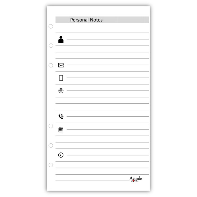 Ricambio agenda organizer settimanale in lingua INGLESE - 2026  - 9,5x17cm 90gr bianco 1