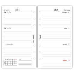 Ricambio agenda organizer settimanale in lingua INGLESE - 9,5x17cm 90gr bianco 2