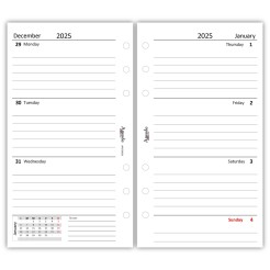 Ricambio agenda organizer settimanale in lingua INGLESE - 9,5x17cm 90gr bianco 2 2