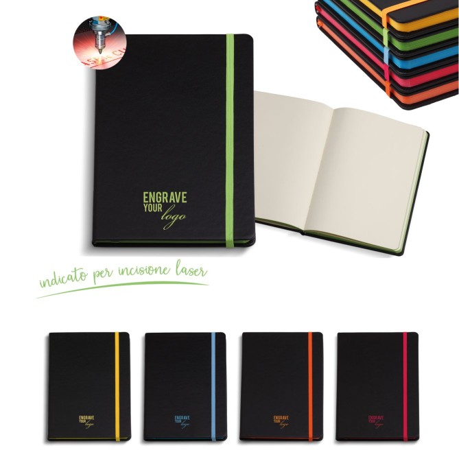 Taccuino Notes 14x21 Con Elastico Carta Avorio E Profili Colorati Copertina Rigida, 10