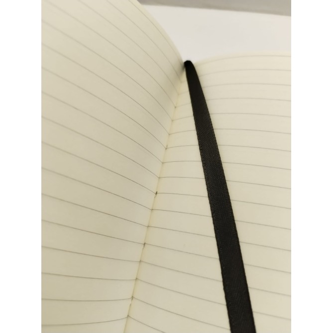Taccuino Premium 13X21 con copertina rigida, 240 pagine a righe, chiusura con elastico, tasca interna, Nero 4
