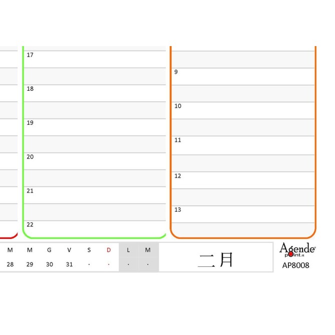 Planning settimanale spiralato in lingua CINESE 21x30cm A4 orario 55fogli 7