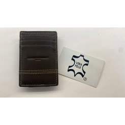 Portafoglio e Carte in Vera Pella Marrone - 4 Scomparti con calamita porta banconote 2 2