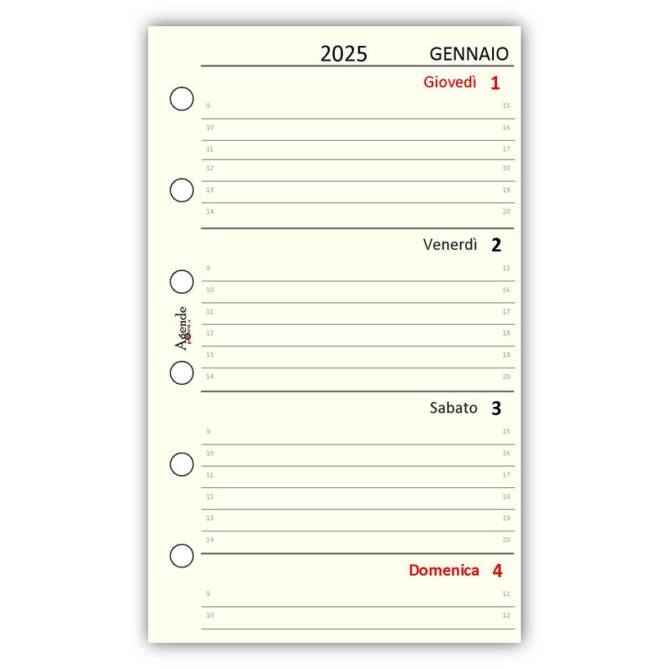 Ricambio agenda organizer settimanale 2026 7x12cm 80gr avorio 2