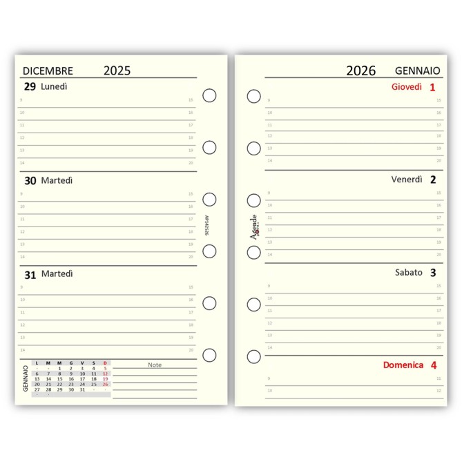 Ricambio agenda organizer settimanale 2026 7x12cm 80gr avorio 3