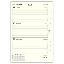 Ricambio agenda organizer settimanale a righe BI-LINGUA 15x21cm A5 6fori multilingua avorio 1 2
