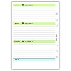Ricambio agenda organizer settimanale GREEN 2026 15x21cm A5 90gr 6fori 2 2