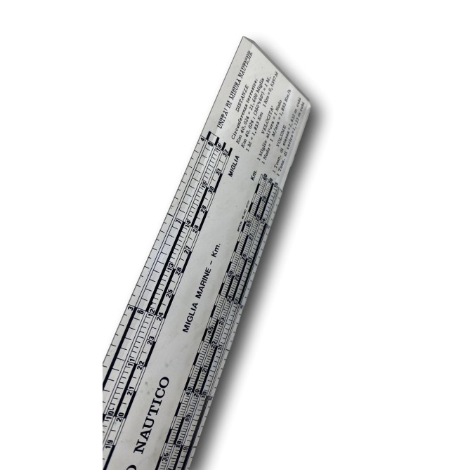 Scalimetro in pelx comparativo per carteggio nautico  - convertitore di Miglia / Nodi / Chilometri  - 37x5,5cm 5