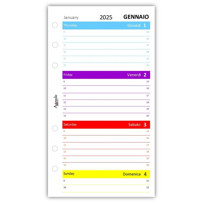 Ricambio agenda organizer settimanale 2026 9,5x17cm 90gr 3