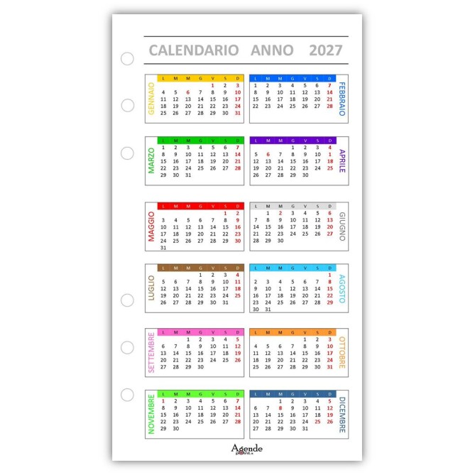 Ricambio agenda organizer settimanale 2026 9,5x17cm 90gr 5