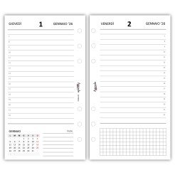 Ricambio agenda organizer giornaliera a righe 2026 9,5x17cm 80gr 6fori bianco 2