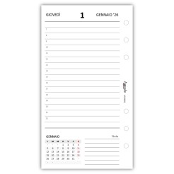 Ricambio agenda organizer giornaliera a righe 2026 9,5x17cm 80gr 6fori bianco 2 2