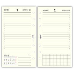 Ricambio agenda organizer giornaliera a righe 2026 9,5x17cm 80gr 6fori avorio 1