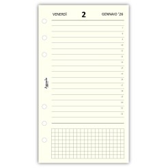 Ricambio agenda organizer giornaliera a righe 2026 9,5x17cm 80gr 6fori avorio 1 2