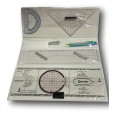 Set strumenti per nautica - compasso, squadretta, goniometro, righello a snodo, matite, in custodia 3