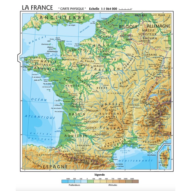 Carta Geografica Murale Francia In Lingua Francese 100x140 Bifacciale Fisica E Politica 1 1.000.000 3