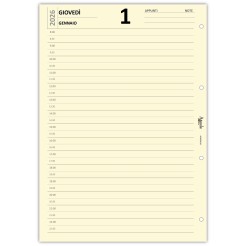 Ricambio Agenda giornaliera A4 con 4 Fori, Orario 8:00-22:30, 2026, Carta Avorio 80g 1 2