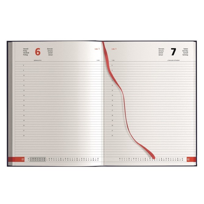 Agenda giornaliera 2026 sintetico 21x30cm A4 sab dom separati multilingua 2