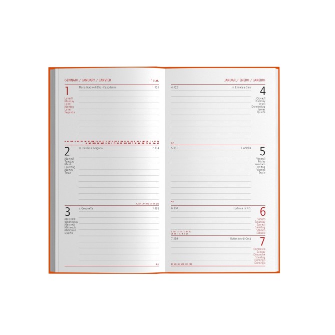 Agenda settimanale tascabile 2026 tessuto 8x15cm multilingua GIALLO 1
