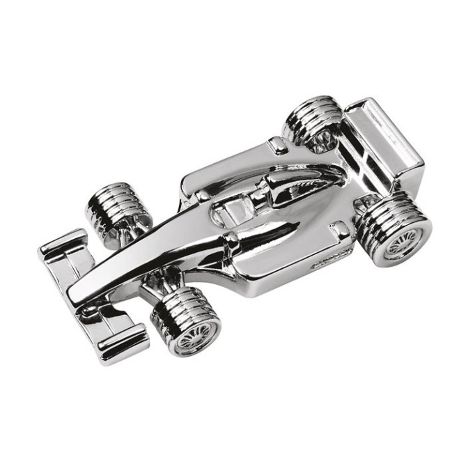 Portafermagli da Scrivania Formula 1 in Metallo Cromato, Design Sportivo, 65x32x15 mm, con Elegante Confezione Regalo Blu 2