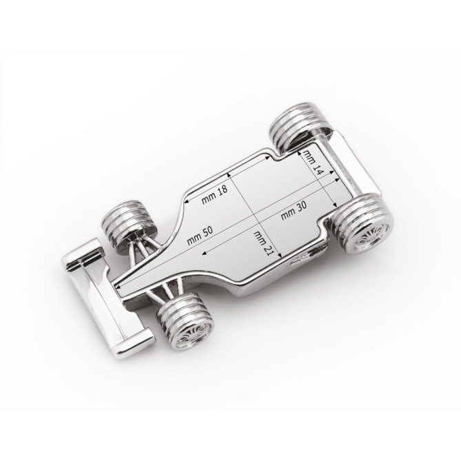 Portafermagli da Scrivania Formula 1 in Metallo Cromato, Design Sportivo, 65x32x15 mm, con Elegante Confezione Regalo Blu 4