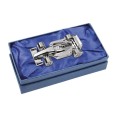 Portafermagli da Scrivania Formula 1 in Metallo Cromato, Design Sportivo, 65x32x15 mm, con Elegante Confezione Regalo Blu 5