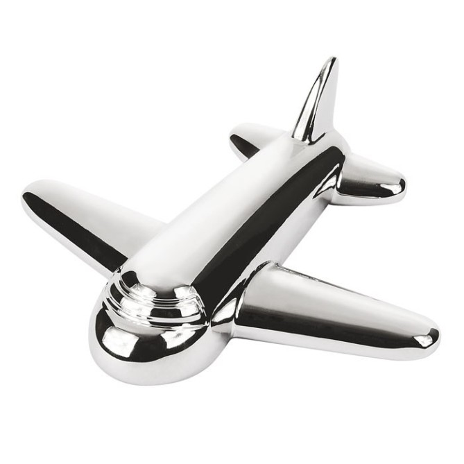 Portafermagli da Scrivania a Forma di Aereo, Metallo Cromato, 78 x 88 x 28 mm, con Scatola Regalo 2