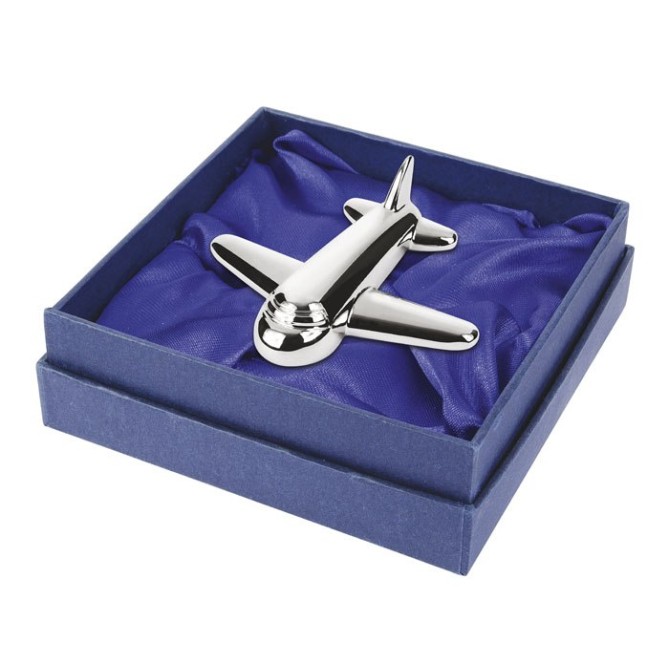 Portafermagli da Scrivania a Forma di Aereo, Metallo Cromato, 78 x 88 x 28 mm, con Scatola Regalo 3