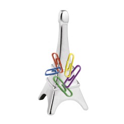 Portafermagli da Scrivania Torre Eiffel, Metallo Cromato Lucido, 8 cm, Design Elegante 1
