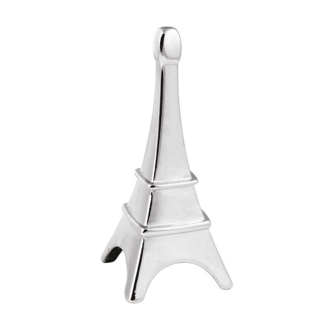 Portafermagli da Scrivania Torre Eiffel, Metallo Cromato Lucido, 8 cm, Design Elegante 2