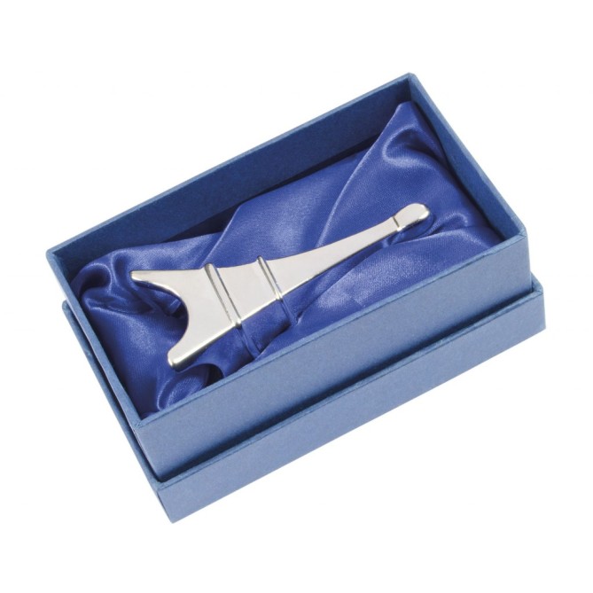 Portafermagli da Scrivania Torre Eiffel, Metallo Cromato Lucido, 8 cm, Design Elegante 3
