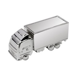 Porta Graffette da Scrivania a Forma di Camion, Metallo Cromato Lucido, 56 x 20 x 25 mm, con Elegante Scatola Regalo 1 2