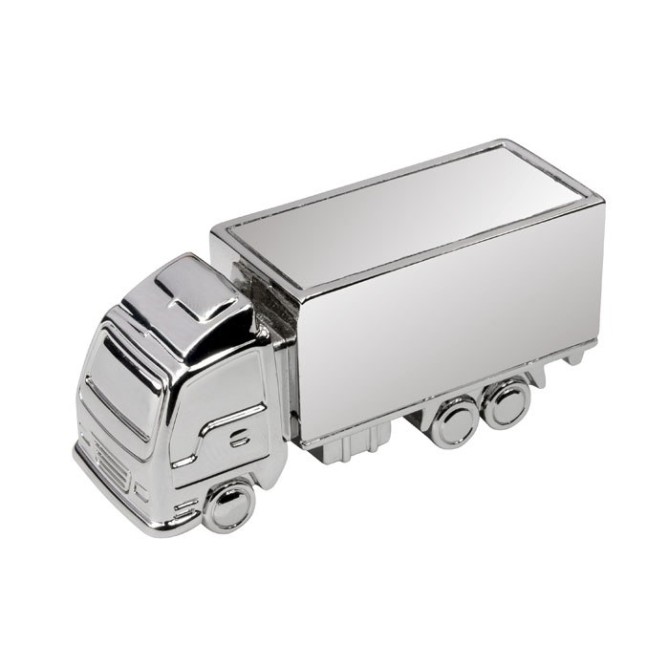 Porta Graffette da Scrivania a Forma di Camion, Metallo Cromato Lucido, 56 x 20 x 25 mm, con Elegante Scatola Regalo 2