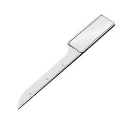 Tagliacarta Elegante in Metallo Cromato con doppio Righello sulla lama , 168mm, con Confezione Regalo 1