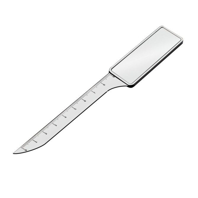 Tagliacarta Elegante in Metallo Cromato con doppio Righello sulla lama , 168mm, con Confezione Regalo 2